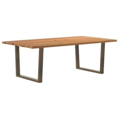 Afbeelding van vidaXL Eettafel met boomrand 220x120x74 cm massief hout eiken