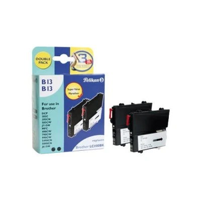 Image de Pelikan B13 Double pack de 2 noir cartouche d&#039;encre (alternative for: Brother LC1100BK)