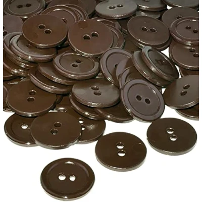 Afbeelding van AERZETIX C56380 50 stuks ronde naaiknopen Ø 20 x 2,2 mm met 2 gaten 32 L L32 kleur bruin van kunststof diameter de opening korte goederen / kleding mode