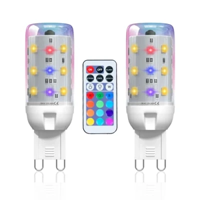 Afbeelding van Lamptobe Ledlampen, kleur G9, 2 W, dimbaar, met afstandsbediening, RGB 12 kleurkeuzes + warm licht (3000 K), voor huisdecoratie, bar, kamerverlichting KTV