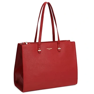 Afbeelding van David Jones Handtas voor dames, grote maat XL, schoudertas middelbare school, werk, zakelijk, A4, kunstleren tas, shopper, lang handvat, laptoptas, Rood