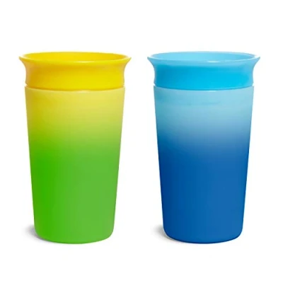 Afbeelding van Munchkin Miracle 360 leerbeker, kleurveranderende mok voor baby&#039;s en baby&#039;s, lekvrij, BPA vrij, vaatwasmachinebestendig, babyglas vanaf 12 maanden, 2 stuks, 266 ml