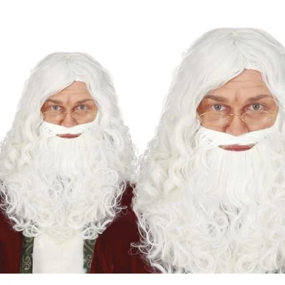 Afbeelding van Fiestas Guirca Kerstman Pruik met baard Noël
