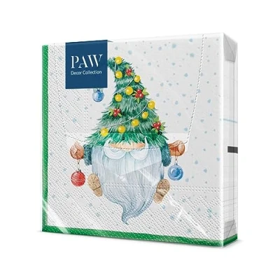 Afbeelding van PAW papieren servet 3 laags (33 x 33 cm) I 20 stuks servetten Kerstmis, winter, vakantie, bal, lavendel ideale tafeldecoratie voor Kerstmis (Glimmende sneeuwvlokken)