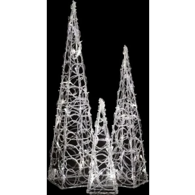 Afbeelding van Lichtkegelset decoratief LED 30/45/60 cm acryl koudwit