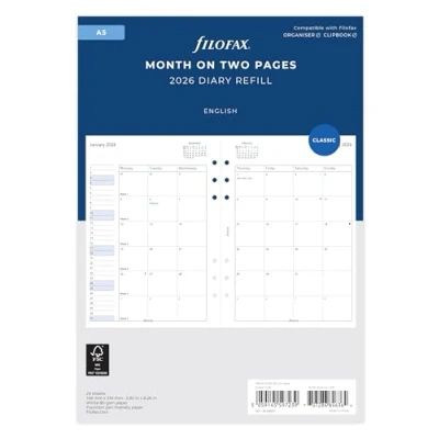 Afbeelding van Filofax Agenda 2026 26 68510 A5 met maand op twee pagina&#039;s