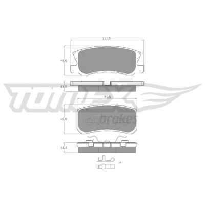 Afbeelding van TOMEX brakes TX 15 04 Remblokkenset Achteras MITSUBISHI: PAJERO 4, OUTLANDER 2 SUV, 3, CHRYSLER: Sebring III Convertible, JEEP: Compass
