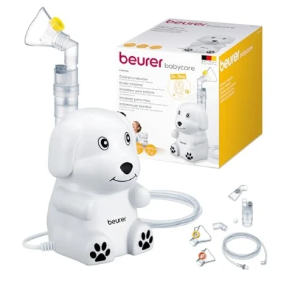 Afbeelding van Beurer IH 24 Kids Inhalator voor kinderen vanaf 6 maanden Hond Dr. Dog Medisch apparaat Vernevelaar Aerosoltoestel Incl. siliconenmaskers Persluchttechnologie Set accessoires 5 Jaar garantie