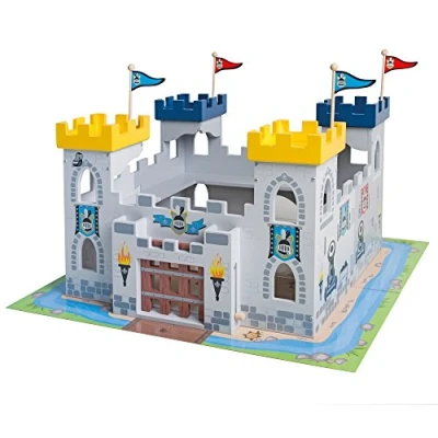 Afbeelding van roba Groot kasteel 3 in 1 deelbaar twee kastelen bouwspel voor jongens en meisjes vanaf jaar omgeving van hout eenvoudig te monteren
