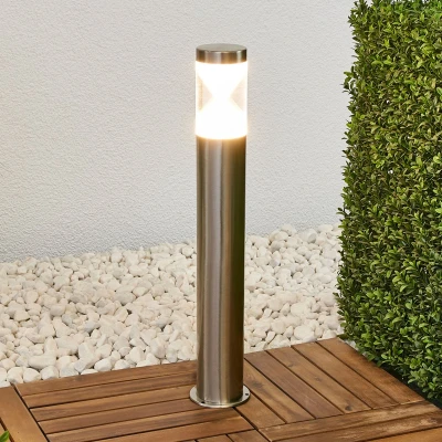 Afbeelding van Lindby Padverlichting, zuillampen 1licht roestvrij staal, polycarbonaat H: 56 cm helder, gesatineerd Inclusief lichtbron