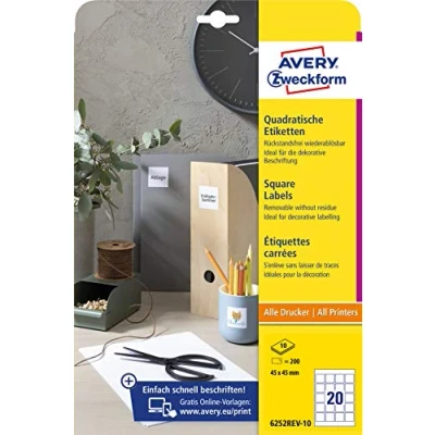 Image de AVERY Zweckform Etiquette d&#039;identification, 45 x 45mm, blanc