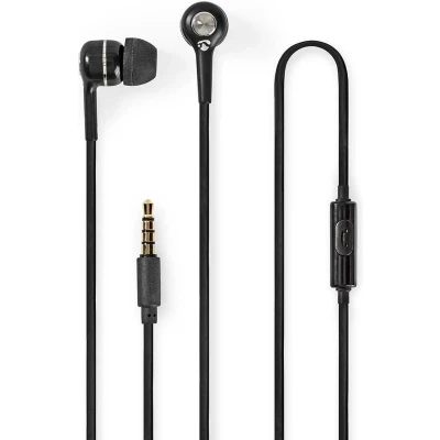 Afbeelding van Oordopjes Nedis 1.2 meter (Mini jack, In Ear, Microfoon, Zwart/Zilver)