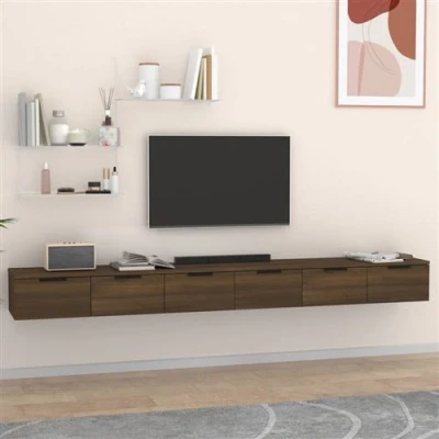 Afbeelding van vidaXL Wandkasten 2 st 102x30x20 cm bewerkt hout bruin eikenkleur