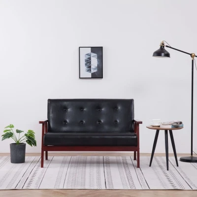 Afbeelding van Tweezitsbank kunstleer zwart
