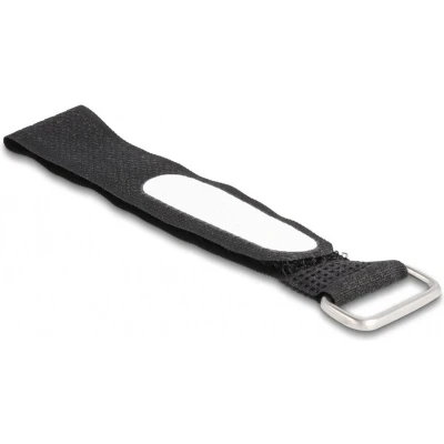Afbeelding van Klittenband kabelbinders met gesp en label 203 x 20mm / zwart (5 stuks)