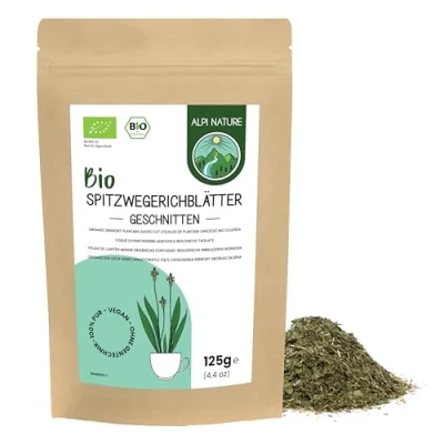 Afbeelding van Biologische lancetvormige Weegbree Thee, 125 g van Alpi Natuur, Gedroogde Bladeren, Losse Gras Lancetvormig voor de bereiding Thee en Kruidenthee
