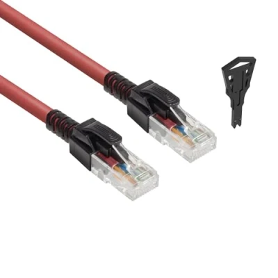 Afbeelding van ACT Rode 1 meter U/UTP CAT6A LSZH vergrendelbare patchkabel snagless met RJ45 connectoren FB5501