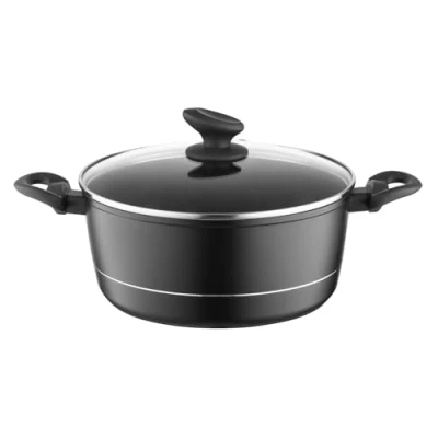 Afbeelding van FLORINA Aluminium kookpan (5,1 l), diameter 26 cm, pan met deksel van DELUX glas, steelpan inductiebodem, voor inductie, alle warmtebronnen, antiaanbaklaag