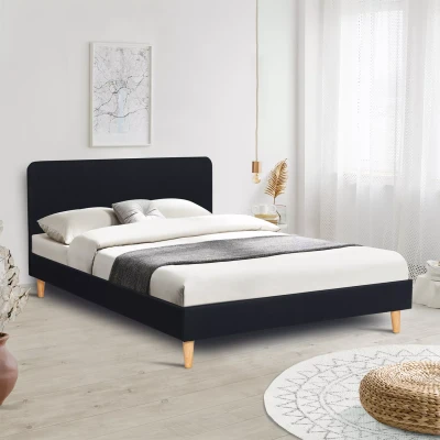 Afbeelding van Lit double scandinave BALTA 140 x 190 CM tissu noir