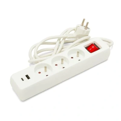 Image de Multiprise NF avec interrupteur 3à 5 prises et USB Velamp