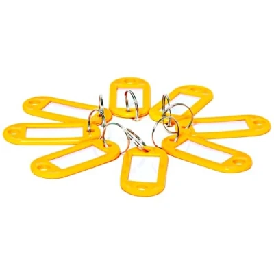 Afbeelding van D.RECT 10 stuks sleutelhangers van kunststof met gespen Sleutelhanger venster voor bagage, huisdiernaam en kantoorlabels geel