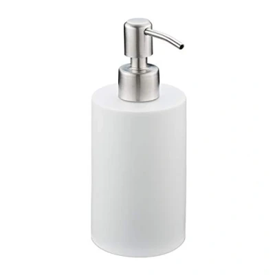 Afbeelding van Relaxdays Navulbare vloeibare zeepdispenser van polyhars en roestvrijstalen pomp, 180 ml, wit