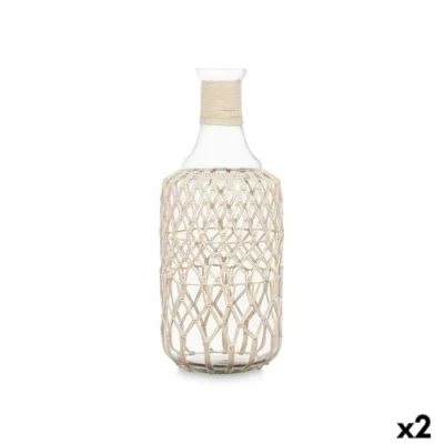 Afbeelding van Fles Decoratief Wit Transparant Glas Touw 19 x 48 cm (2 Stuks)