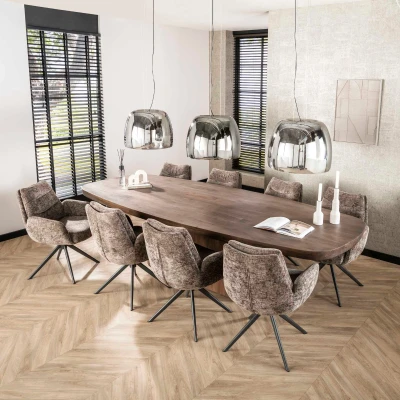 Afbeelding van Durham eettafel 300 cm ovaal massief acacia bruin
