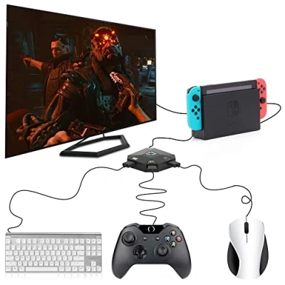 Afbeelding van Bedrade toetsenbord en muisadapter voor Nintendo Switch/PS4/PS3/Xbox One/Xbox 360 Host Series, led indicator, USB aansluiting, muis toetsenbordconverter