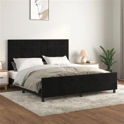 Afbeelding van vidaXL Bedframe met hoofdeinde fluweel zwart 160x200 cm
