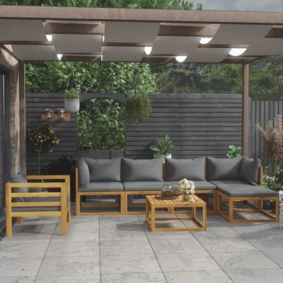 Afbeelding van 7 delige Loungeset met kussens massief acaciahout