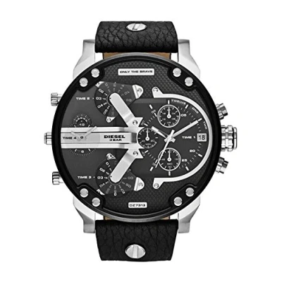 Image de Diesel Montre pour Homme Mr. Daddy 2.0, Mouvement Multifonction, Boîtier en Acier Inoxydable de 57 mm avec Bracelet Cuir, DZ7313