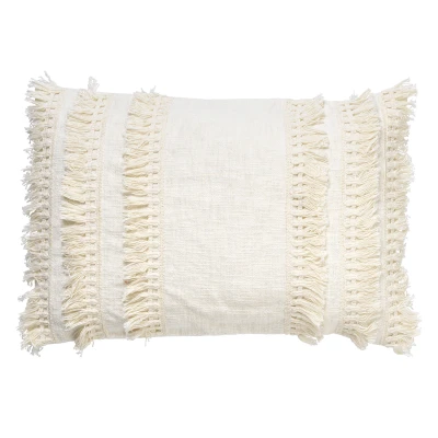 Afbeelding van Dutch Decor FARA Sierkussen 40x60 cm 100% katoen met franjes Snow White wit