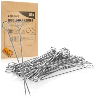 Afbeelding van COM FOUR® 50 x rolnaalden van roestvrij staal, vleesspiesen, 11 cm lang, grillspiesen (050 stuks, naald)