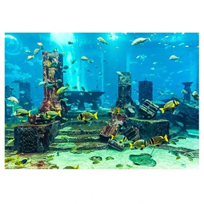 Afbeelding van Ondergedompelde Aquarium Achtergrond Poster PVC Koralen Vissen Tank Muur Decoratieve Zelfklevende Onderwater Stad Afbeelding