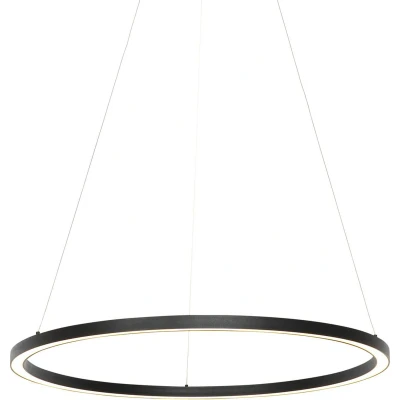 Afbeelding van QAZQA girello Design Dimbare LED Hanglamp met Dimmer voor boven de eettafel in eetkamer 1 lichts Ø 80 cm Zwart Woonkamer Slaapkamer Keuken