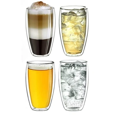 Afbeelding van Creano dubbelwandig thermoglas 250 ml “DG SH, groot glas van borosilicaatglas, dubbelwandige koffieglazen, theeglazen, latteglazen, set 4 stuks