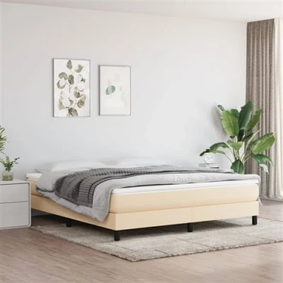 Image de vidaXL Sommier à lattes de lit avec matelas Crème 180x200 cm Tissu