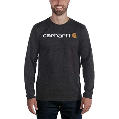 Afbeelding van Carhartt Core Logo t Shirt Lange mouw Carbon Heather maat XXL (valt als 3XL)