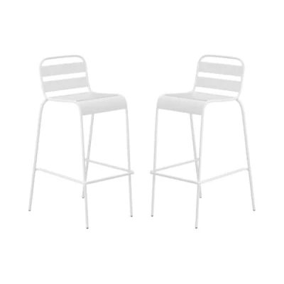 Afbeelding van Vente unique Set van 2 opstapelbare hoge tuinstoelen metaal Wit MIRMANDE MYLIA L 57 cm x H 97 D 56