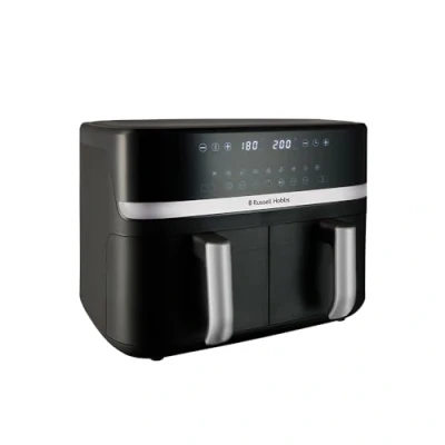 Afbeelding van Russell Hobbs Air Fryer 9 l [dubbel vak, stil, programma&#039;s] Rapid friteuse zonder olie (touchscreen, warmhouden, energiebesparend, vaatwasser, 2800 W, 200 C) Satisfry 27681 56