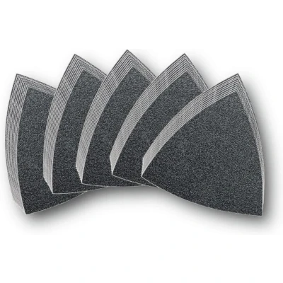 Afbeelding van Fein 63717082033 Deltaschuurpapierset Met klittenband, Ongeperforeerd Korrelgrootte 60, 80, 120, 180, 240 Hoekmaat 80 mm 50 stuk(s)