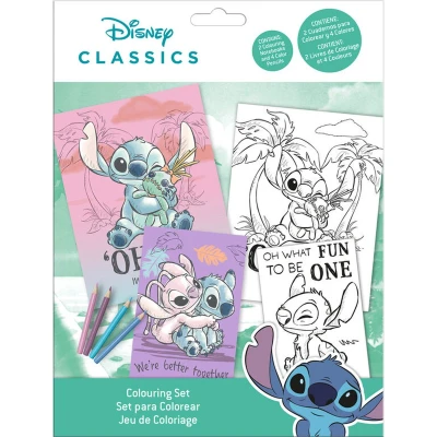 Afbeelding van Disney Lilo &amp; Stitch Kleurset 2 Kleurplaten + 4 potloden Hobby Tekenen