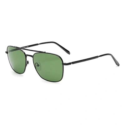Afbeelding van JIM HALO Retro Vierkante Piloot Zonnebril Premium Glas Platte Lens Metalen Mannen Vrouwen, Groen