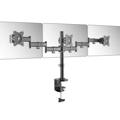 Afbeelding van RICOO PC monitorhouder 3 monitoren draaibaar kantelbaar (TS5911) universeel voor 13 27 inch (tot 8 Kg, Max VESA 100x100) schermstandaard in hoogte verstelbaar bureau