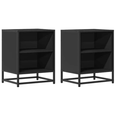 Afbeelding van vidaXL Nachtkastjes 2 st 40x31x50 cm bewerkt hout en metaal zwart