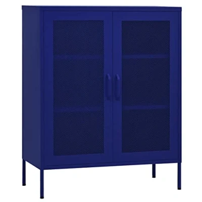 Afbeelding van Opbergkast 80x35x101,5 cm staal marineblauw