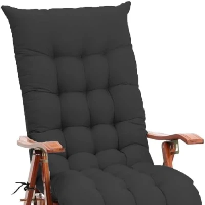Afbeelding van KYMMPL Simple Style coussin de chaise longue pour toutes les saisons, confortable rembourré jardin à bascule intérieur et extérieur (noir, 90 x 45 cm)