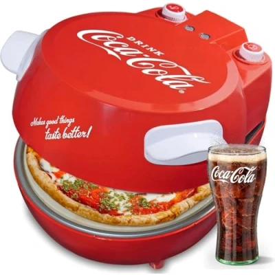 Afbeelding van Salco Coca Cola SPM 800CC pizzamachine, perfecte pizza in 3 5 minuten, ideaal voor verse of tK, temperatuurinstelling tot 400 C, 15 minuten timer inclusief