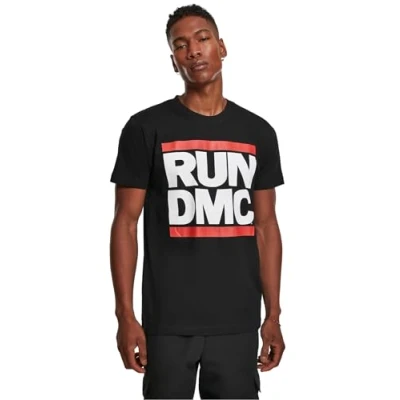 Afbeelding van Mister Tee Mt252 run Dmc Logo T shirts voor heren (1 stuk), zwart.